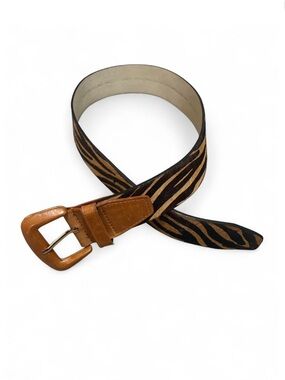 Vintage Another Line Inc. Dyed Calf Hair in Exotic Tiger Pattern Leather Belt